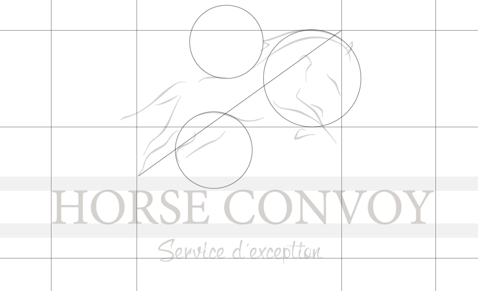 Construction du logo Horse Convoy par ACOMDESIGN
