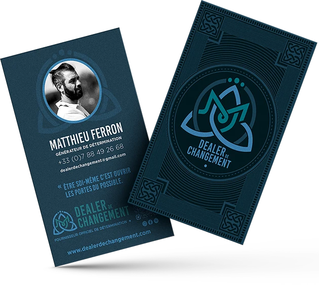Design des cartes de visite client et impression par Acomdesign