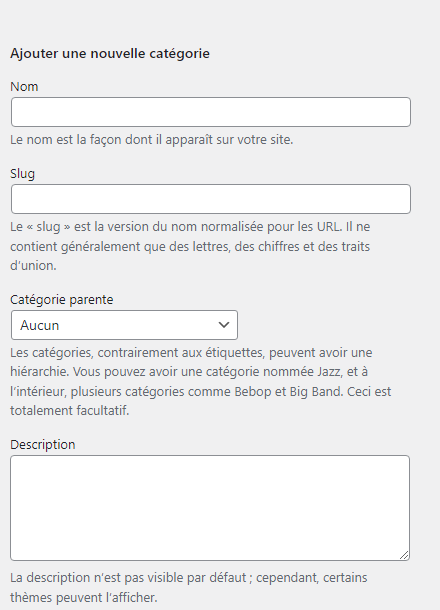 Ajouter une catégorie sous wordpress